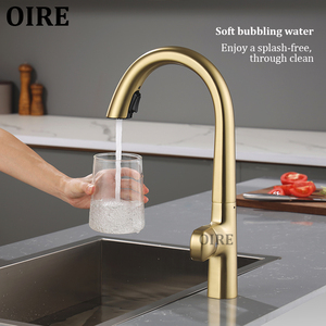 Oire Nouveau robinet de cuisine de luxe en laiton doré à rotation à 360 degrés à double mode Robinet d'évier encastré pour hôtels - Product Image 2