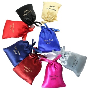Pochettes d'emballage personnalisées en gros pour bijoux, sacs cadeaux à cordon, sacs en soie pour perruques et mèches de cheveux - Product Image 1