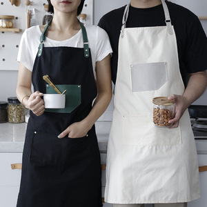 ผ้ากันเปื้อนผ้าแคนวาสแบบสั่งทำสำหรับบาริสต้า ร้านทำเล็บ และร้านชานม; ชุดยูนิฟอร์มทำงานแบบ unisex; ผ้ากันเปื้อนทำงานสไตล์เกาหลีแบบเรียบง่าย - Product Image 5