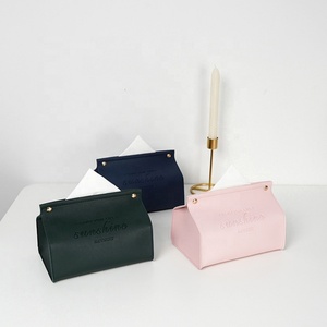 PU Leather Tissue Case <b>Simple</b> Rectangle Paper Holder Desktop Storage Container for Home Office Car Accessories - Product Image 3