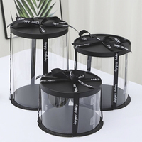 Boîtes transparentes rondes en Pet personnalisées pour gâteaux gâteau simple, petite boîte à gâteau de mariage en plastique individuelle