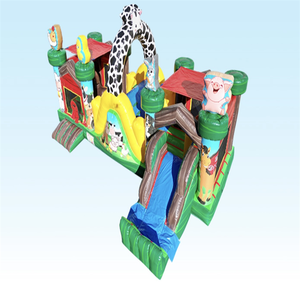 Château gonflable commercial en PVC avec toboggan, parcours d'obstacles gonflable sur le thème des animaux de la ferme à vendre - Product Image 6