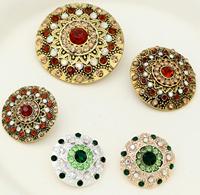 18MM 20MM 22MM 24MM 25MM Kancing Logam Berwarna Tekstur Bunga Berhias Rhinestone untuk Pakaian Kancing Jahit Logam