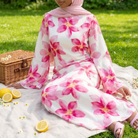 Nouvelle Abaya de Luxe Sharut en Gros, Robe Longue Musulmane de Dubaï pour Femme, Élégante Robe d'Été Modeste à Imprimé Floral
