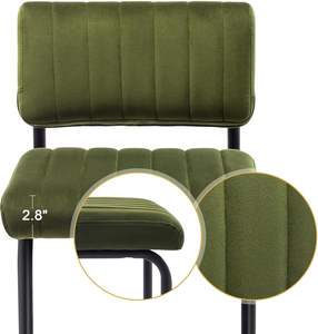 Set barbangku kain beludru hijau <span class=keywords><strong>24</strong></span> inci, kursi Bar kaki logam penyangga tinggi konter Modern 2 Abad Pertengahan - Product Image 2