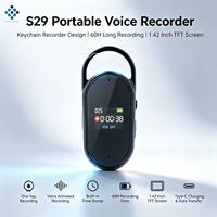 Lecteur MP3 vocal S29 porte-clés avec écran TFT 60H, dictaphone mini en alliage de zinc à activation vocale avec horodatage, idéal pour les réunions longues durée