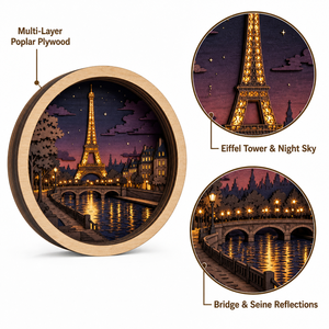 Boîte à lumière personnalisée Tour Eiffel <span class=keywords><strong>de</strong></span> <span class=keywords><strong>Paris</strong></span> au crépuscule |   Scène <span class=keywords><strong>de</strong></span> ville avec pont en saule découpé au laser en plusieurs couches <span class=keywords><strong>de</strong></span> contreplaqué - Product Image 3