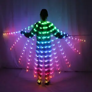 Vrouwen Led Isis Wings Afstandsbediening Buikdans Licht Up Vleugels Vlinder Party Club Wear Flash Halloween Flexibele Sticks