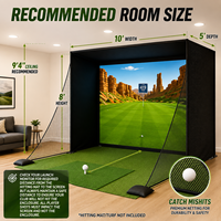 Enceinte de simulation de golf 10x8 pieds, robuste, avec écran d'impact HD et filet de récupération pour entraînement en intérieur