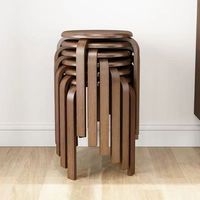 Tabourets ronds empilables en bois massif à usage domestique: tabourets de salle à manger en chêne à profil bas pour salon et table à manger, style minimaliste moderne