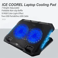 Support de refroidissement pour ordinateur portable 12-15 pouces, ventilateur de refroidissement pour ordinateur portable de gaming, vitesse du vent réglable, double ventilateur alimenté par USB