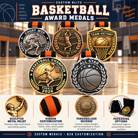 Médailles de championnat de basketball personnalisées avec des designs de joueur en dunk, MVP et All Star pour les récompenses de tournoi avec rubans imprimés