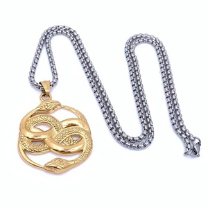 Collar con Colgante de Serpiente Doble Entrelazada de Acero Inoxidable, Estilo Punk Unisex, Joyería de Moda con Temática Animal 216092 - Product Image 2