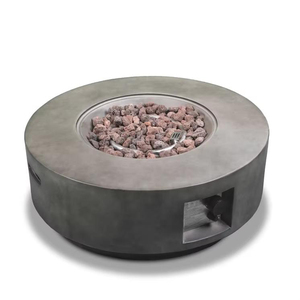 Dark Grey Concrete Natural Gas <b>Round</b> Fire Pit 30 Inches Outdoor Fire <b>Table</b> with Eco-Friendly Design for Camping Outdoor Heating - Product Image 4