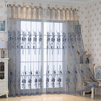 Rideaux floraux brodés double couche pour chambre à coucher, rideaux transparents élégants de style nordique pour salon