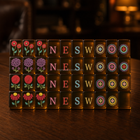 AvaAcrylic Jeu de tuiles de mahjong américain en acrylique gravé motif Tortue, Ambre, Porte-bonheur, Coccinelle, avec tapis, supports et table, Cadeaux et divertissement