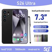 Nouveaux Téléphones Originaux 2025 S26 Ultra Smartphones 22 Go + 1 To Double SIM Déverrouillage Facial Android 14 Téléphone 5G