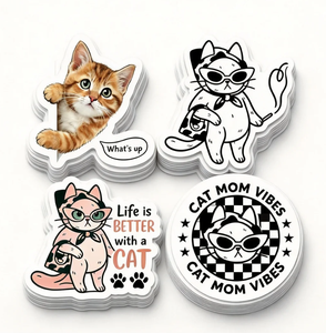 Autocollants de chat amusants et mignons, autocollants en vinyle découpés sur mesure, imperméables, adaptés aux enfants, adhésifs, pour une décoration idéale - Product Image 2