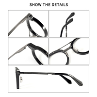 Monturas de Gafas DELAGE Artisan de Titanio y Acetato, Color Rojo Degradado a Oro Rosa, Diseño Redondo Retro, Gafas Ópticas para Uso Diario