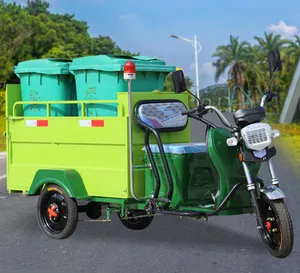 RNKJ akıllı 48V32A çöp temizleme elektrikli üç tekerlekli bisiklet ile çöp kovaları