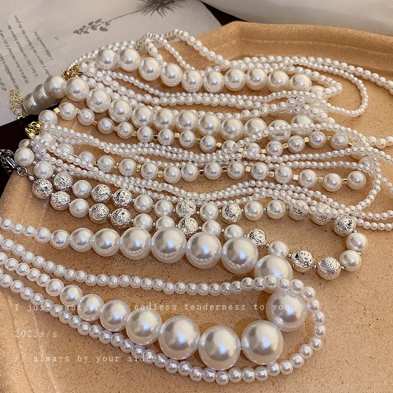 Tempérament Collier Ras Du Cou Vintage Baroque Perle Collier Lumière De Luxe Perles Femmes Collier