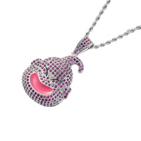 BESDZ0179 Dragon Ball Personnage Fat Buu Personnage principal Pendentif Avatar Collier tendance Marque Hip Hop Chaîne en corde entièrement sertie de zircon