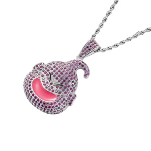 BESDZ0179 Dragon Ball Personnage Fat Buu Personnage principal Pendentif Avatar Collier tendance Marque Hip Hop Chaîne en corde entièrement sertie de zircon - Product Image 5