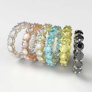 Anillos de Cadena de Tenis Personalizados de Hip Hop de 4mm 5mm 6mm, Plata de Ley 925, Color Gra d, Diamante Vvs Amarillo, Negro, Azul, Moissanita - Product Image 1