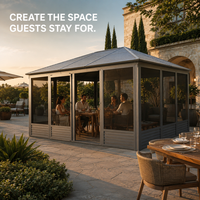 Pergola extérieure à structure en aluminium pour projets de concessionnaires et entrepreneurs, avec configuration en kit et support pour plans de projet
