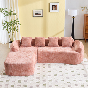 Boucle L-shaped Sectional <b>Sofa</b> Set Compressed Design for Living Room High-Elastic Sponge Comfort - Product Image 1