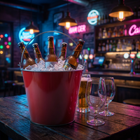 Seau à glace en fer galvanisé 5L pour pique-nique et camping en famille, durable avec poignée robuste, bord roulé, logo personnalisé pour la bière