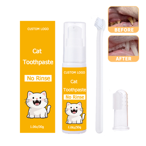 Kit pasta gigi kucing Oem, dengan sikat gigi & silikon jari perawatan gigi aman untuk kucing, napas segar & gigi bersih - Product Image 2