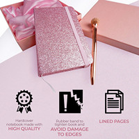 Carnet à couverture rigide personnalisé Kawaii, papeterie promotionnelle, stylo rose pailleté, ensemble de carnets mignons