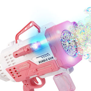 Pistolet à bulles rechargeable USB 36 trous avec lumières musicales, batterie 600 mAh, réservoir 200 ml, rose et bleu, jouet de fête en plein air - Product Image 5