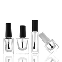 Flacon vide en verre pour vernis à ongles 5ml 10ml 15ml, forme plate, couvercle estampé or, scellé, couleur personnalisée, conteneur pour gels de construction avec pinceau