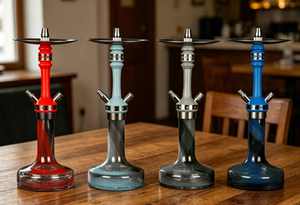 Modern Glass <b>Hookah</b> Stainless Steel Shisha Base Metal <b>Pipe</b> Body Double Hose Lounge Use - Product Image 4