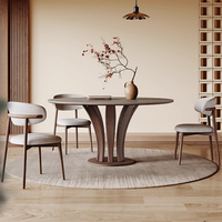 Wabi-Sabi Stil Steinplatte mit Drehplatte Esstisch Moderner Einfacher Eschenholz Runder Esstisch HJ0725