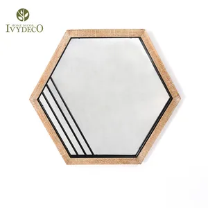 IVYDECO Unique Design Vintage Home Decor Minimalist Framed Makeup Mirror Geometric Frames Luxury Wall Mirror