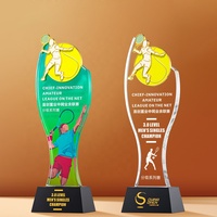 Trophée personnalisé en cristal pour compétitions sportives de tennis, volleyball, cyclisme, natation, en métal doré