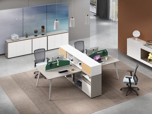 ชุดโต๊ะทำงานพนักงานแบบปรับเปลี่ยนได้ทันสมัยพร้อมเก้าอี้ MDF และหน้าจอ  ชุดเฟอร์นิเจอร์สำนักงานแบบโมดูลาร์ - Product Image 6