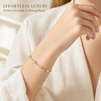 Bracelet chaîne à perles en zircon en acier inoxydable 316L plaqué or 18 carats, tendance, pour femme, étanche, hypoallergénique, résistant au ternissement