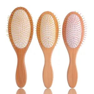 Metal Pins Wooden Detangling Hairbrush Air Cushion Metal Bristle Hair Extension Brush Wet Brush for Women