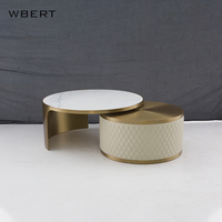WBERT Table basse italienne de luxe en cuir et métal Rock Board Simple moderne haut de gamme créative haut de gamme Design bas pour le salon