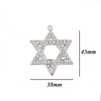 Collier pendentif en alliage plaqué argent avec étoile de David juive hexagramme, cristal strass - Haute qualité unisexe Israël