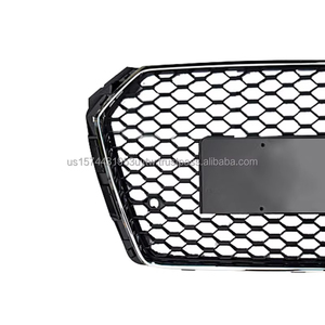 High Quality Car RS4 Style Honeycomb Front Bumper Grille ABS Chrome <b>Frame</b> <b>Black</b> Mesh Hex Grill For Audi <b>A4</b> S4 B9 2017-2019 - Product Image 2
