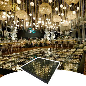 Pista de Baile LED 3D Infinity Fairy de 14*14 pies, Pista de Baile Dorada Magnética y con Cable para Bodas, Fiestas y Discotecas - Product Image 1