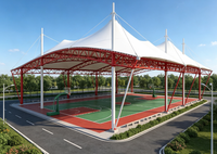Toit en membrane tendue avec protection UV, tissu enduit de PVDF, terrain multisports extérieur, auvent de basketball