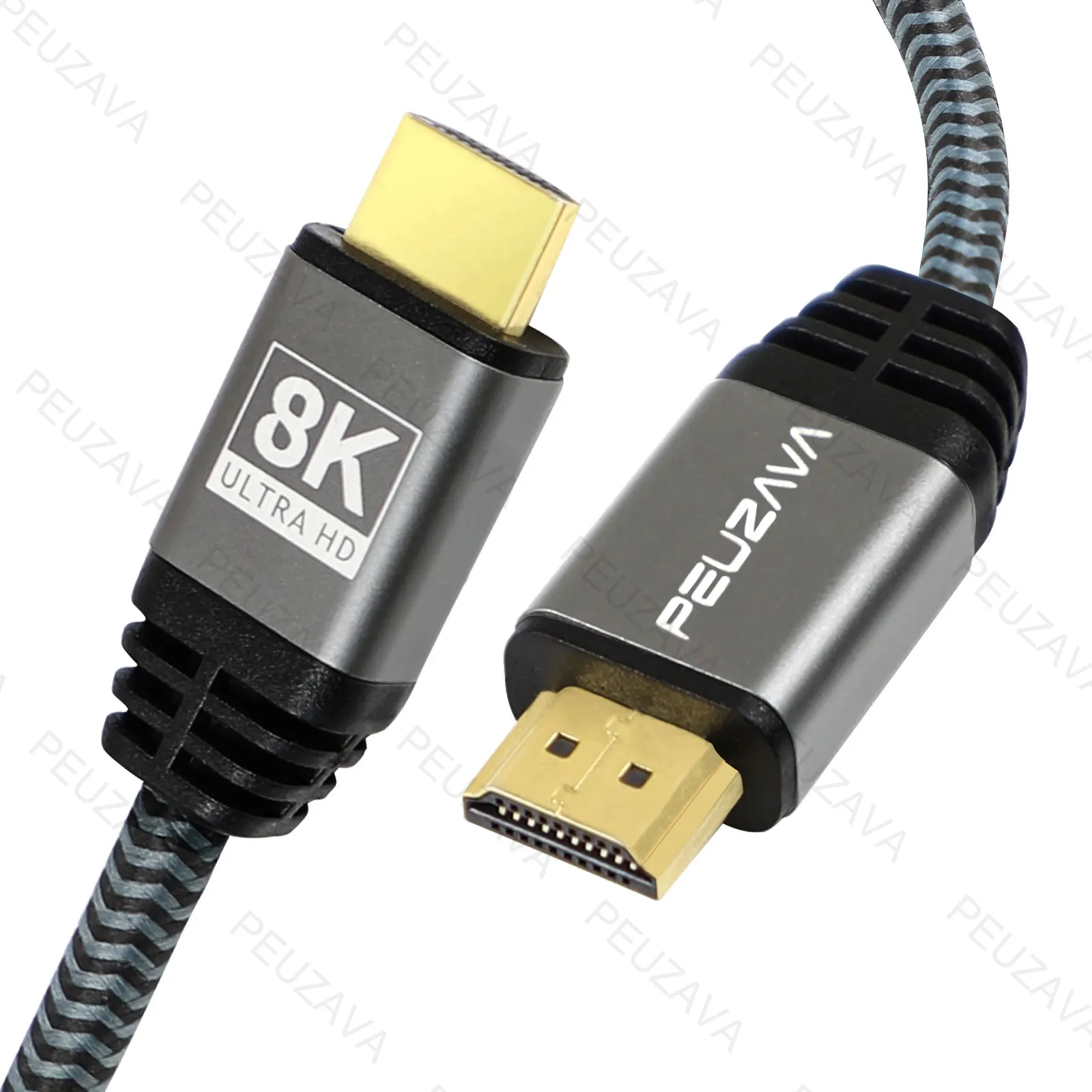 PEUZAVA Kabel HDMI 8K HDMI Kecepatan Ultra Tinggi, Kabel HDMI 48Gbps 8K60 4K120 HDMI dengan EARC HDR 4:4:4 HDCP 2.2 & 2.3 Dolby
