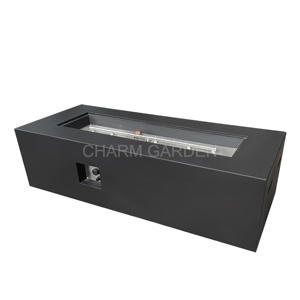 Modern Square Concrete <b>Fire</b> <b>Pit</b> <b>Table</b> with Glass Guard <b>Outdoor</b> Patio Garden Camping Gas Heating - Product Image 1