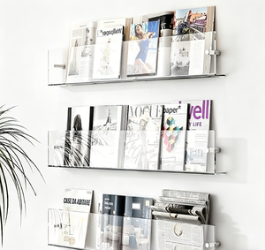 Porte-revues <span class=keywords><strong>mural</strong></span> en acrylique, étagère flottante transparente, organisateur pour magazines, livres et <span class=keywords><strong>journaux</strong></span> - Product Image 1